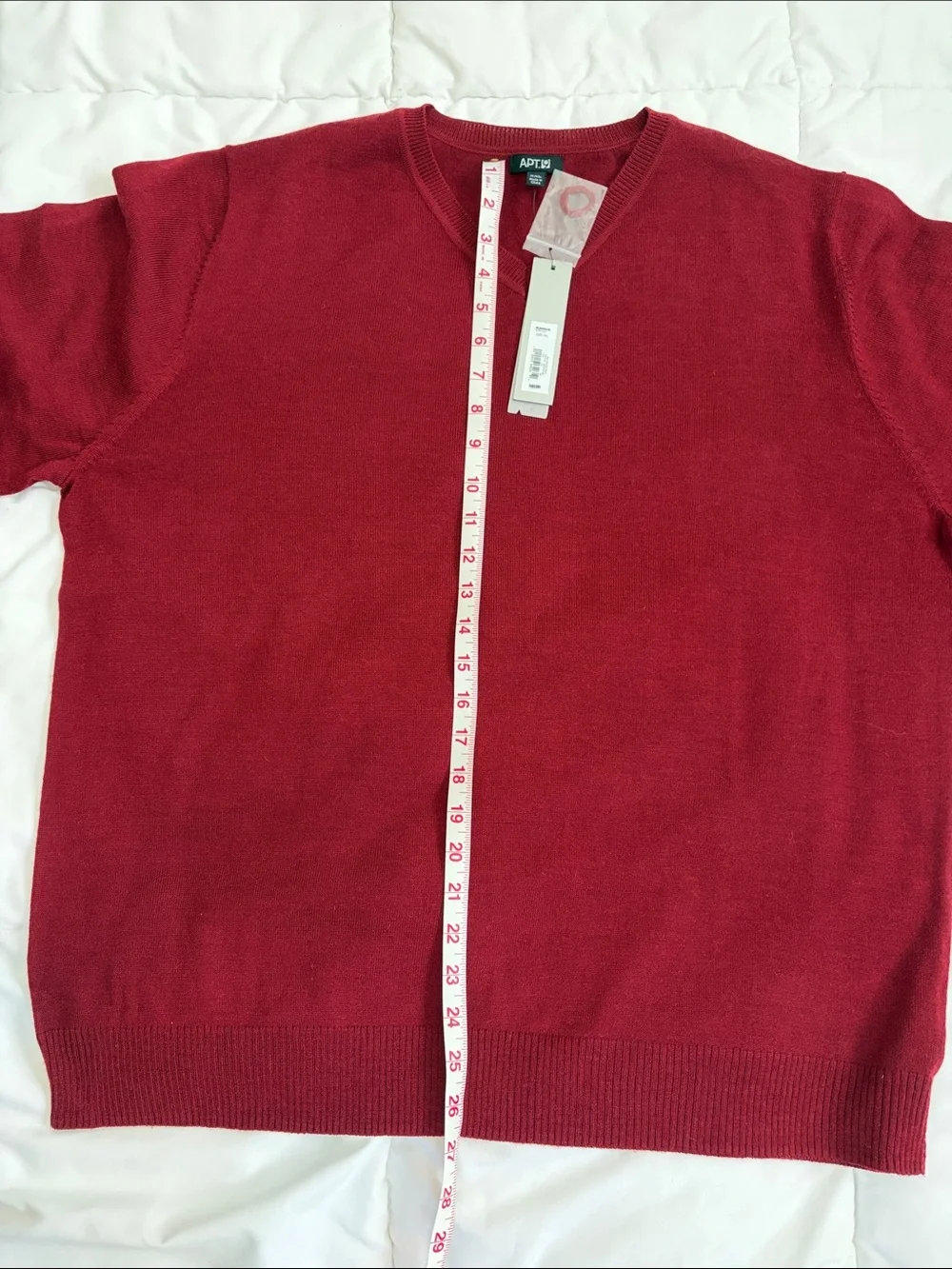 Apt. 9 Men's V-Neck Merino wool blend Sweater in cranberry red XXL